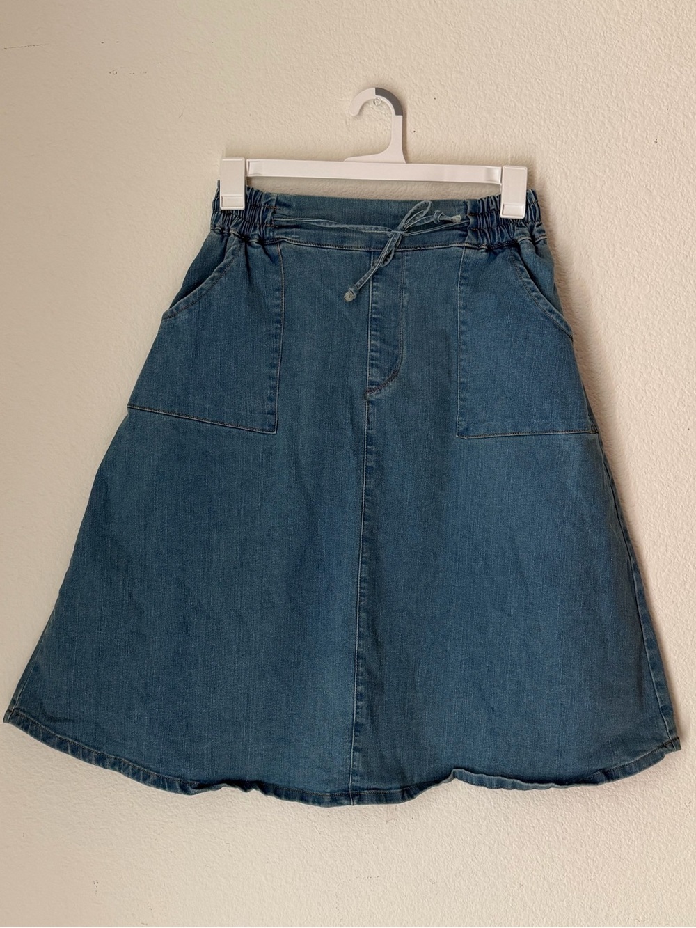 Kancy Kole Denim A-Line Drawstring Waist Skirt - Blue